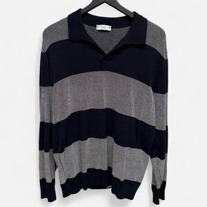 Mango Men's Sweater in Dark Blue and Light Gray